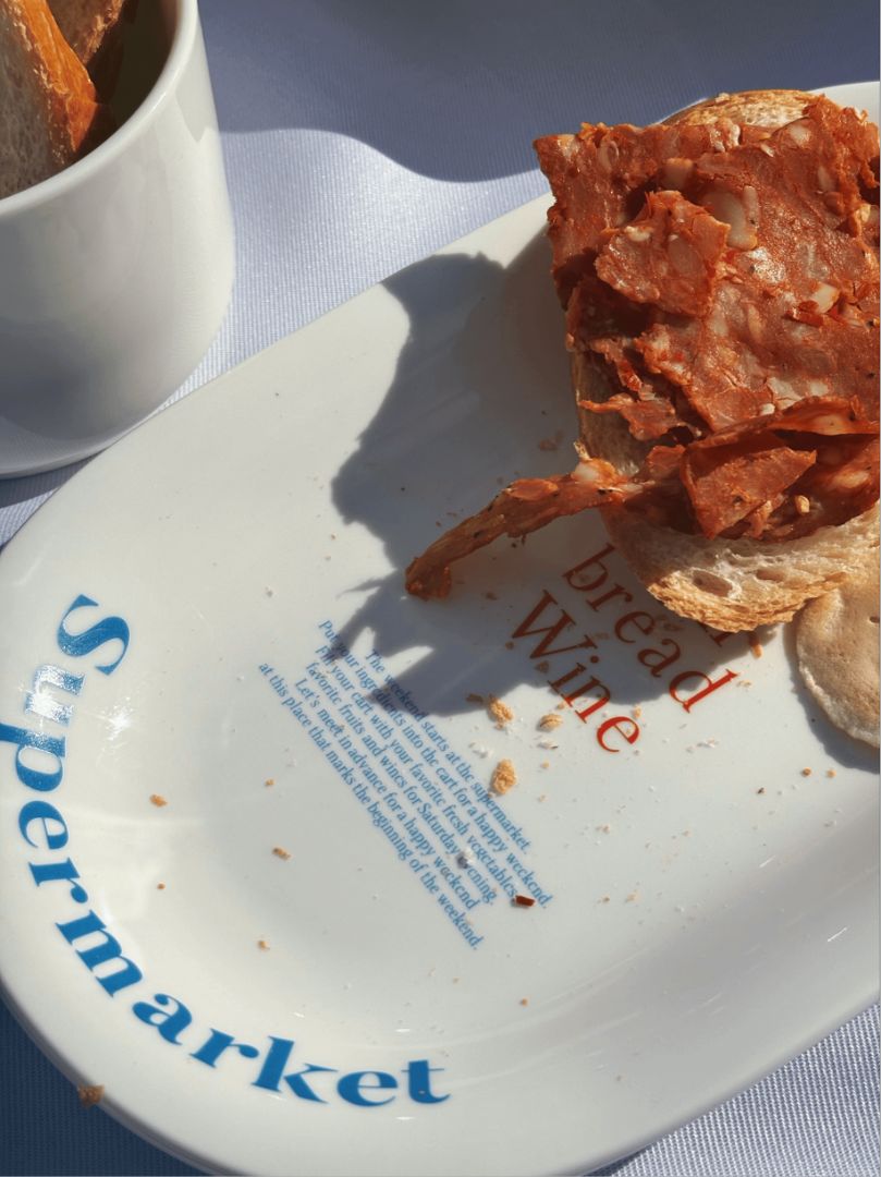 Stefania Set. 5 piece set with deep plate, flat plate, platter, bowl and mug. Cutest ceramic crockery set for picnics or Italian night at home. 