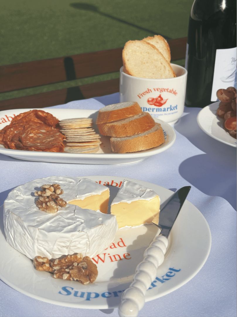 Stefania Set. 5 piece set with deep plate, flat plate, platter, bowl and mug. Cutest ceramic crockery set for picnics or Italian night at home. 