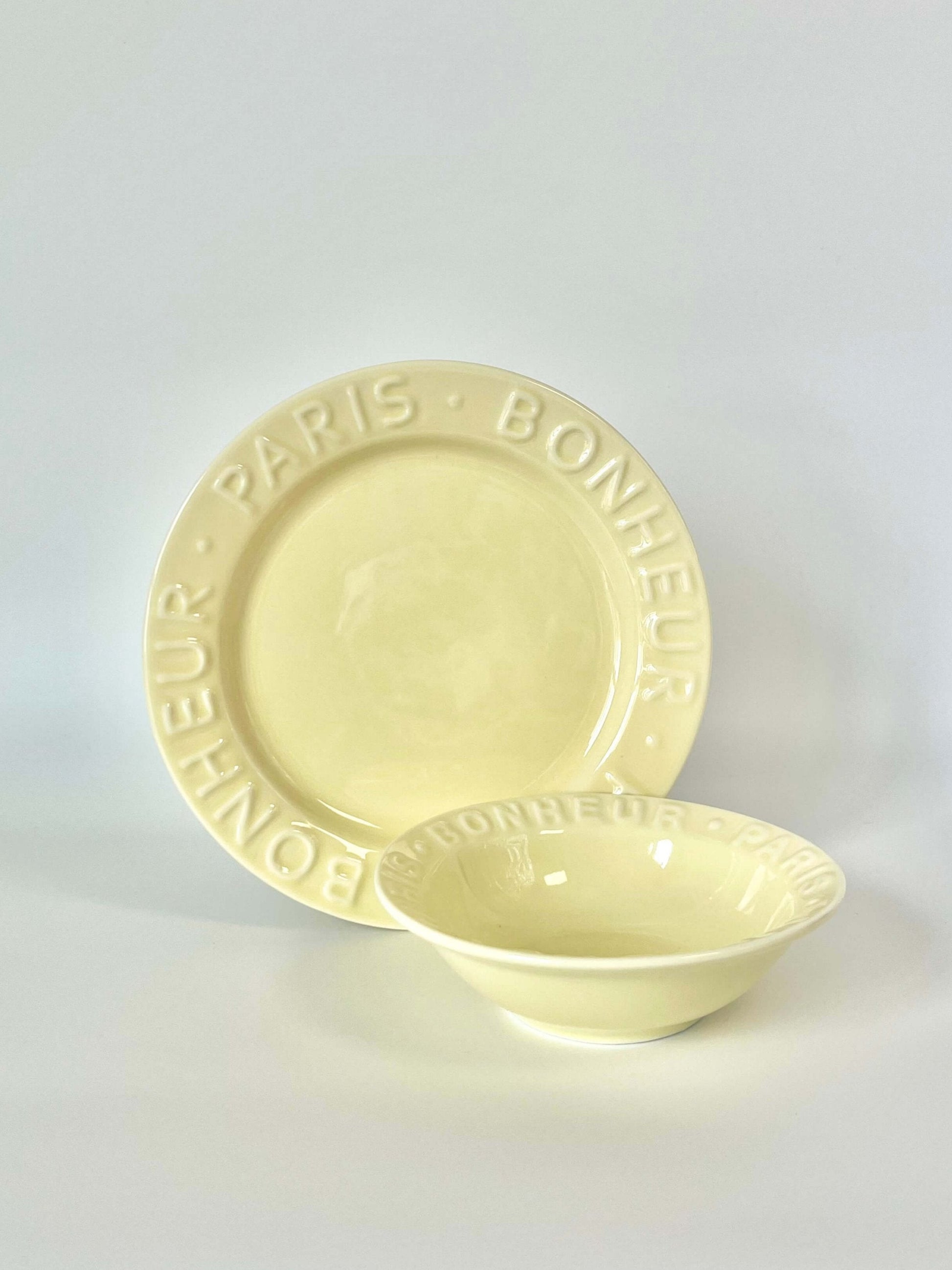 Claire Set. Aesthetic ceramic bowl and plate in cream colour. Complete crockery set. Cafe vibes gift set for girls.  Cute aesthetic